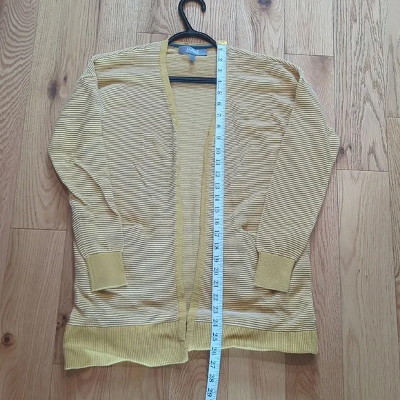 Marled Reunited. Open-Front Ribbed Cardigan In Yellow. Size XS. - Picture 8 of 9